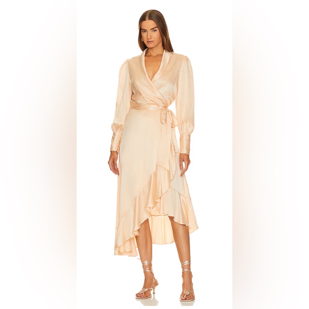 Zimmermann Silk Cream Wrap Midi Dress